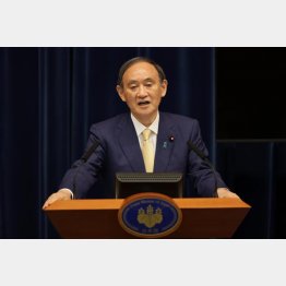 記者会見する菅義偉首相（Ｃ）JMPA