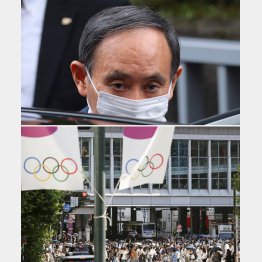 祝祭感ゼロ（下＝共同）、もはや負のレガシー（菅首相）／（Ｃ）日刊ゲンダイ