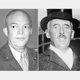 アイゼンハワー元帥とスチムソン陸軍長官（右、＝日本電報通信社撮影）／（Ｃ）共同通信社