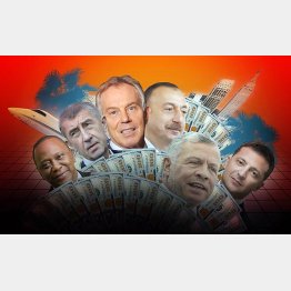 世界各国の政治家や有名人らが自身の富のために…（左からケニヤッタ・ケニヤ大統領、バビシュ・チェコ首相、ブレア前英首相、アリエフ・アゼルバイジャン大統領、アブドラⅡヨルダン国王、ゼレンススキー・ウクライナ大統領）　（Ｃ）ロイター／HANS LUCAS