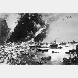 1940年6月1日、フランス・ダンケルク。35万人を超える英国、ベルギー、フランス、ポーランドの兵士が圧倒的な数のドイツ軍の侵攻を受けて撤退した（写真は絵画）／（Ｃ）Underwood Archives／Universal Images Group／共同通信イメージズ
