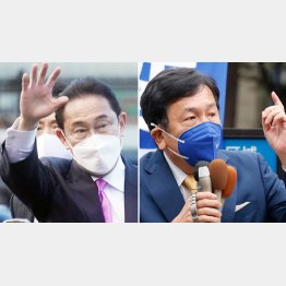 どちらが勝ってもおかしくない（第一声の左から岸田首相、立憲民主の枝野幸男代表）／（Ｃ）日刊ゲンダイ