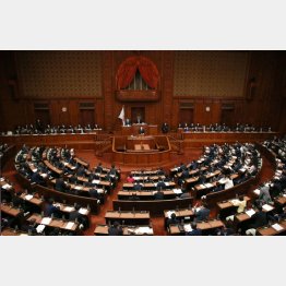 第207回臨時国会召集日、衆院本会議で所信表明演説をする岸田文雄首相と議員ら（2021年12月6日）／（Ｃ）日刊ゲンダイ