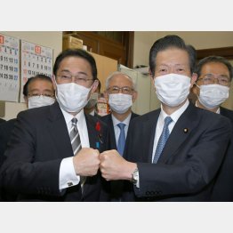 自分たちの利権にかかわるなら「全会派一致が必要」と難儀をつくる（岸田首相と山口公明党代表）／（Ｃ）日刊ゲンダイ