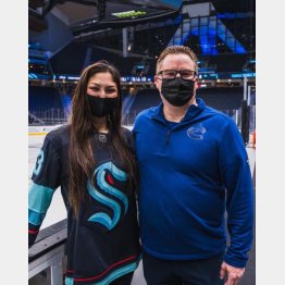 ブライアン・ハミルトンさん（右）とナディア・ポポビシさん／（カナックスのツイッターから）