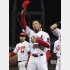 メジャーに挑戦する鈴木誠也（後方は林）／（Ｃ）共同通信社