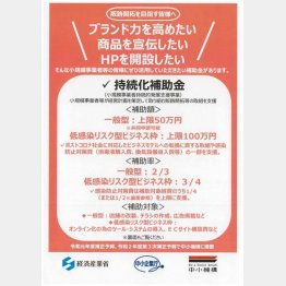 補助金申請のお知らせ（提供写真）