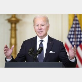 バイデン米大統領は「引き続き脅威だ」と演説（Ｃ）ＡＰ＝共同