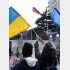 ロシア大使館前で抗議（Ｃ）共同通信社