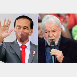 （左から）インドネシアのジョコ大統領、ブラジルのダ・シルバ元大統領（Ｃ）ロイター