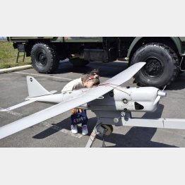 ロシア製ドローン「オルラン１０」（北方領土・択捉島での展示会で、2021年）／（Ｃ）共同通信社