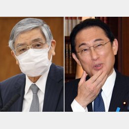 物価対策は無策なのに“ツートップ”は自分勝手な解釈（岸田首相と黒田日銀総裁＝左）／（Ｃ）日刊ゲンダイ