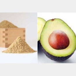 栄養価が高い米ぬか（左）とアボカドの種