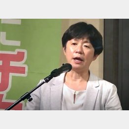 「私は野党」と、国民民主の舟山康江候補（同氏事務所提供）