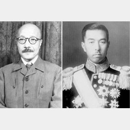 （右から）近衛文麿と東條英機（Ｃ）共同通信社
