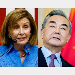 ペロシ米下院議長（左）と王毅中国外相（Ｃ）ロイター
