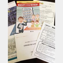 配布資料が盛りだくさん（提供写真）