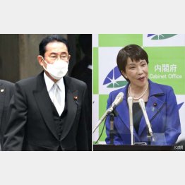 改造失敗の岸田首相（左）、高市経済安保相は何様のつもりか（Ｃ）日刊ゲンダイ