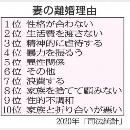妻の離婚理由を見てみると…（Ｃ）日刊ゲンダイ