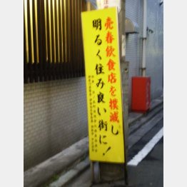 こんな看板が…（Ｃ）日刊ゲンダイ