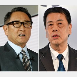 トヨタ自動車の豊田章男社長（左）と日産の内田誠社長（Ｃ）日刊ゲンダイ