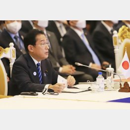 ASEAN首脳会談で発言する岸田首相（Ｃ）共同通信社