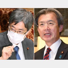 辞任は拒否の寺田稔総務相（左）と秋葉賢也復興相の2大臣（Ｃ）日刊ゲンダイ