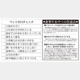 「ペットの口チェック」と「食事やおやつの注意点」（Ｃ）日刊ゲンダイ