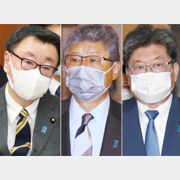 左から松野官房長官、高木国対委員長、萩生田政調会長（Ｃ）日刊ゲンダイ