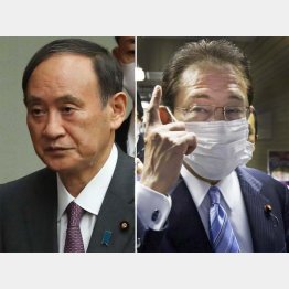 やたらに岸田首相（右）批判の菅前首相（Ｃ）日刊ゲンダイ