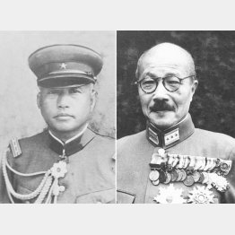 東條英機（右）と石原莞爾陸軍中将（Ｃ）共同通信社