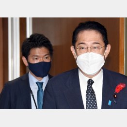 親が親なら…か？（岸田首相と長男で総理秘書官を務める翔太郎氏＝左）／（Ｃ）日刊ゲンダイ