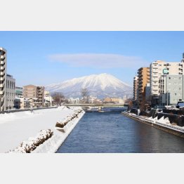 北上川から見える岩手山（提供写真）