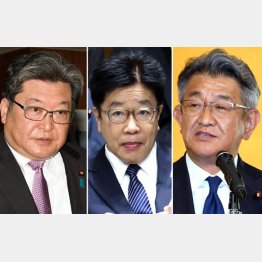 （左から）萩生田光一政調会長、加藤勝信厚労相、武田良太元総務相（Ｃ）日刊ゲンダイ
