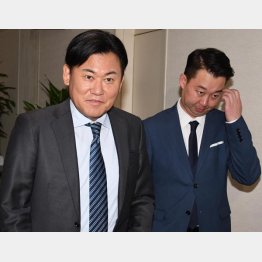 ネット事業銀としては国内最大だが…（楽天グループの三木谷浩史会長兼社長と楽天モバイルの矢澤俊介社長）　／（Ｃ）日刊ゲンダイ