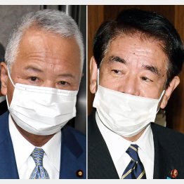 （左から）“口利きワイロ”疑惑の甘利明前幹事長、旧統一教会との関係指摘の下村博文元文科相…（Ｃ）日刊ゲンダイ