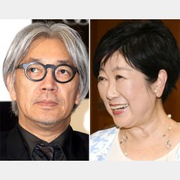 坂本龍一さん（左）はがんと闘いながら見直しを求める手紙を小池知事（右）に送ったが…（Ｃ）日刊ゲンダイ