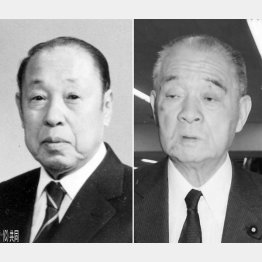 福島交通の小針歴二会長（左）と自民党の金丸信前副総裁（Ｃ）共同通信社