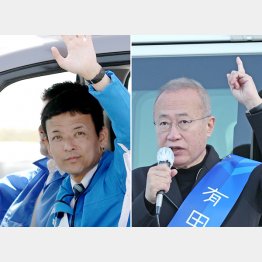 事実上の一騎打ち（安倍ブランドで戦う元下関市議の吉田真次候補＝左、と立憲民主党公認の有田芳生候補＝右）／（Ｃ）日刊ゲンダイ