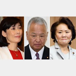 （左から）丸川珠代元五輪相、甘利明自民党前幹事長、山田美樹環境副大臣（Ｃ）日刊ゲンダイ