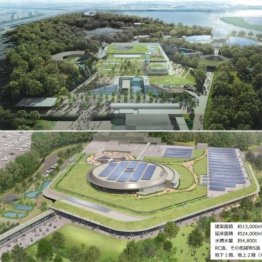 採用されなかった“プランB”のイメージ図（上＝日刊ゲンダイが独自入手）と、東京都の公式HPに載っている現行計画