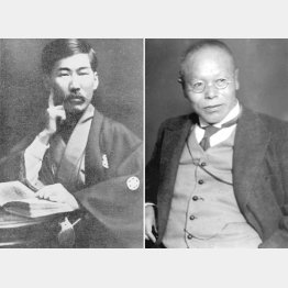 幸徳秋水（左）。社会主義者で、明治天皇暗殺計画を企てたとする大逆事件によって逮捕、絞首刑にされた。堺利彦（右）も社会主義者の一人だった（Ｃ）共同通信社