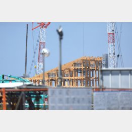 施設整備が佳境に入るまさにこの時期、残業は消え去り（大阪・夢洲の開場予定地の建設現場）／（Ｃ）日刊ゲンダイ