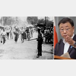 1923（大正12）年9月3日、関東大震災直後の警備状況＝東京・牛込見付（右は、松野博一官房長官）／（Ｃ）共同通信社