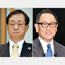 （左から）日本製鉄の橋本英二社長、トヨタ自動車の豊田章男会長（Ｃ）日刊ゲンダイ