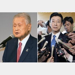 事実上のボス（森元首相＝左）、「共謀」に問われるのか（西村康稔前経産相）／（Ｃ）日刊ゲンダイ