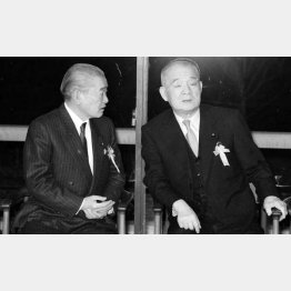 竹下派「経世会」トップの2人（竹下登首相と金丸信・前副総裁）／（Ｃ）日刊ゲンダイ
