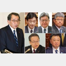 全員落選も（左から、塩谷座長と安倍派5人衆）／（Ｃ）日刊ゲンダイ