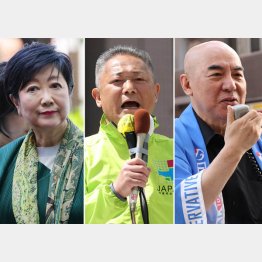 左から小池百合子、馬場伸幸、百田尚樹の3氏（Ｃ）日刊ゲンダイ