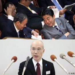 やりたい放題だった（上、＝安倍元首相と菅前首相）。隠蔽否定も晴れない疑惑（鹿児島県警の野川本部長＝下）（Ｃ）日刊ゲンダイ